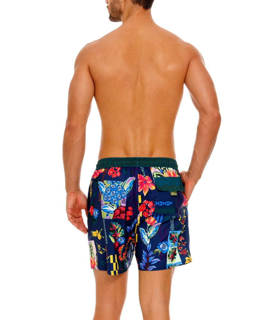 AGUA BENDITA Features a mix of desert-inspired prints and western motifs, Placement print, Lightweight, Elastic waist, Two side and back pockets, Trunk length: 17"/44 cm, UPF 50+, 96% Recycled Polyester, 4% Elastane, Height: 6'2.5" / 189 cm, 17013