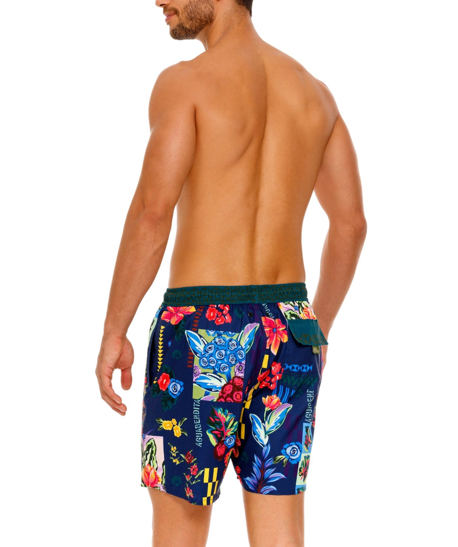AGUA BENDITA Features a mix of desert-inspired prints and western motifs, Placement print, Lightweight, Elastic waist, Two side and back pockets, Trunk length: 17"/44 cm, UPF 50+, 96% Recycled Polyester, 4% Elastane, Height: 6'2.5" / 189 cm, 17013