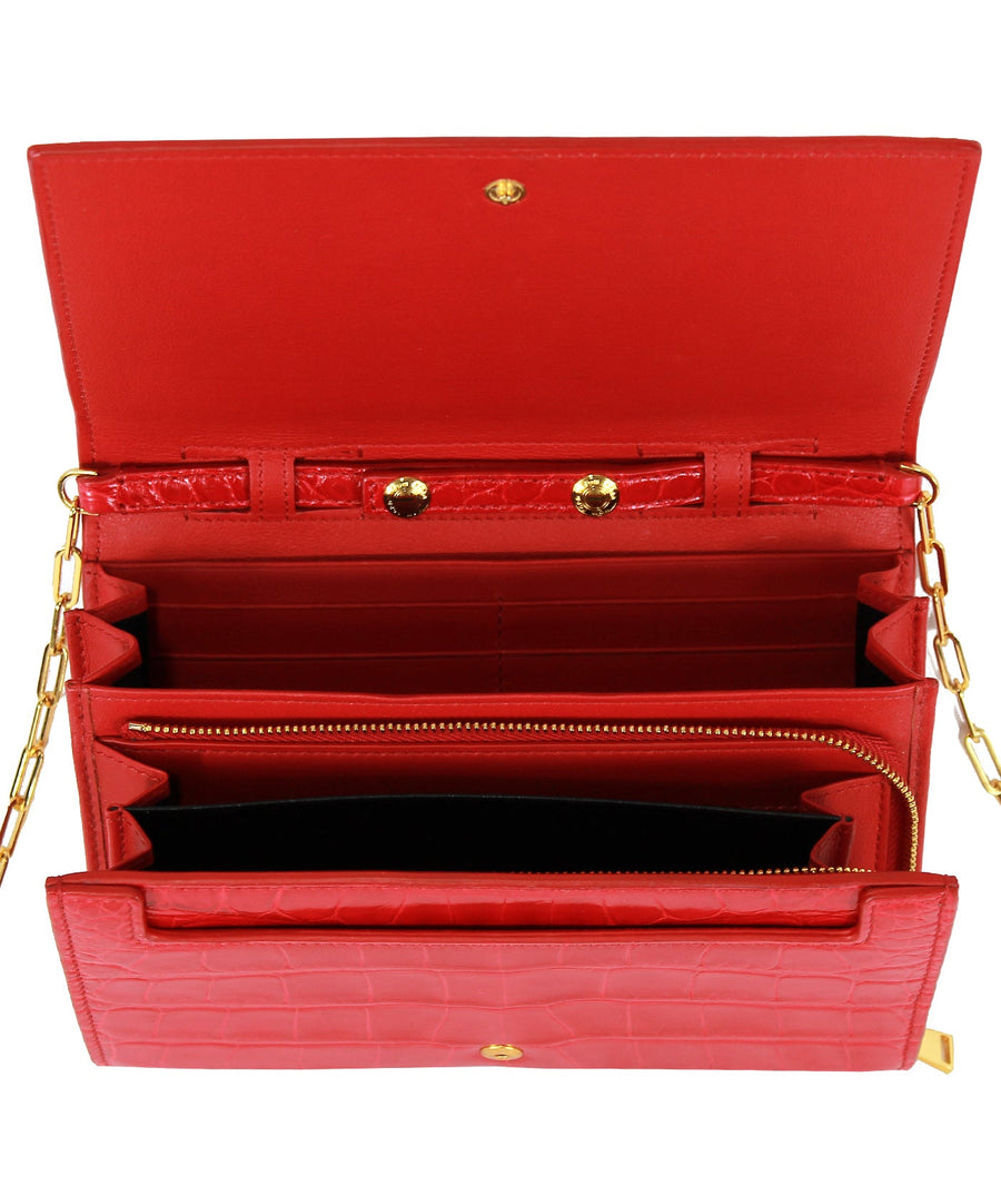 TOM FORD  Shiny Stamped Alligator Leather 001 Chain Wallet S0252T-A23