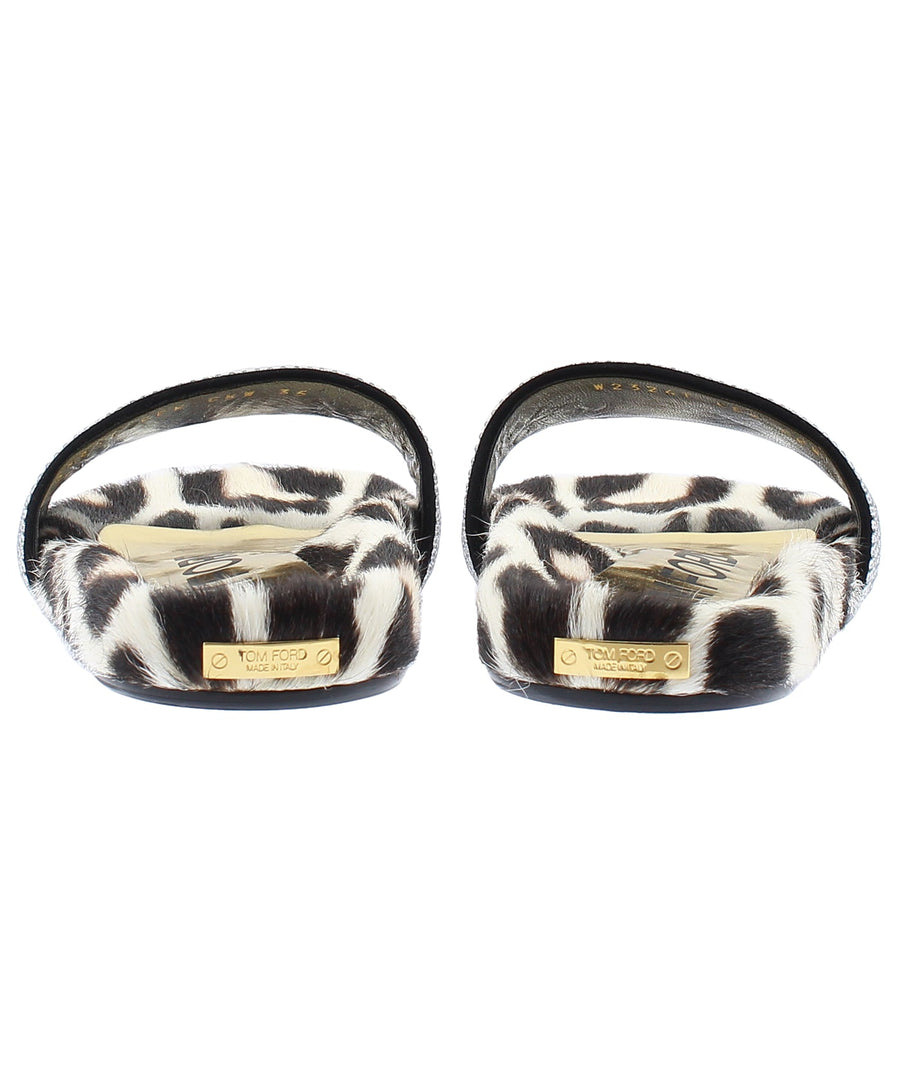 TOM FORD Crystal Embellished Fur Slides W2324T-CEK