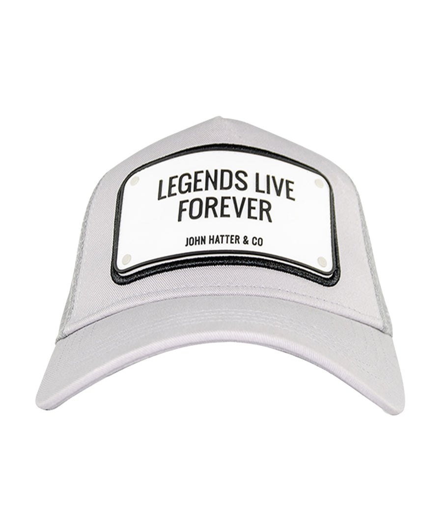 JOHN HATTER & CO Legends Live Forever Rubber Cap R-1059-U00 – bold rubber patch cap with timeless style, premium quality, and iconic streetwear appeal.