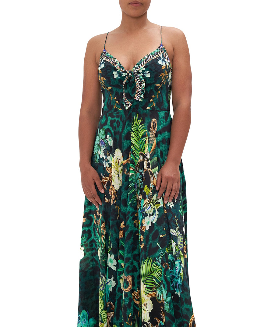 CAMILLA Sing My Song Long Dress with Tie Front 00022128