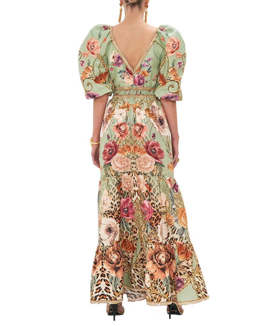 CAMILLA Grow and Glow Tiered Puff Sleeve Long Dress 00022333