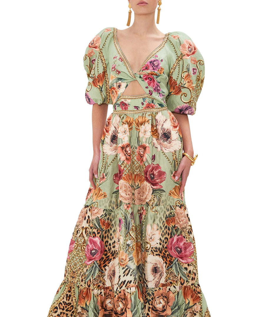 CAMILLA Grow and Glow Tiered Puff Sleeve Long Dress 00022333
