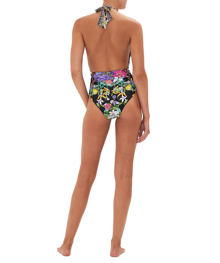 CAMILLA Meet Me in Marchesa Plunge Neck Halter One Piece Swimsuit 00024400