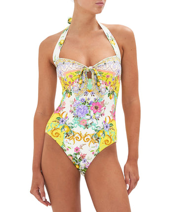 CAMILLA Caterina Spritz Tie Front Halter Neck One Piece Swimsuit 00024678