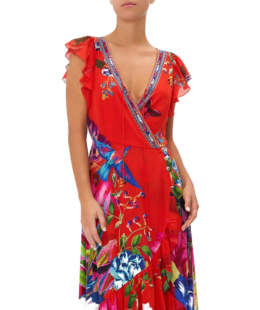 CAMILLA  Birds Of A Feather Ruffle Wrap Dress 17060