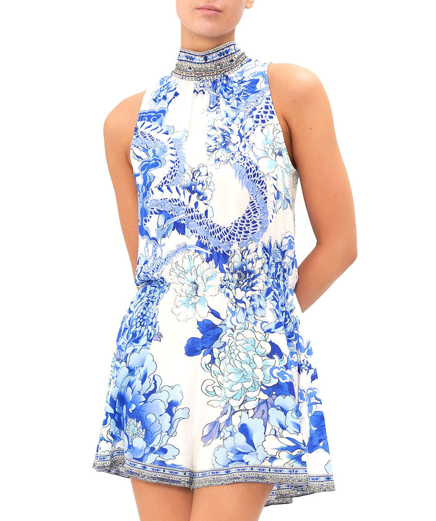 CAMILLA  Heart Of A Dragon Neck Tie Playsuit 19040