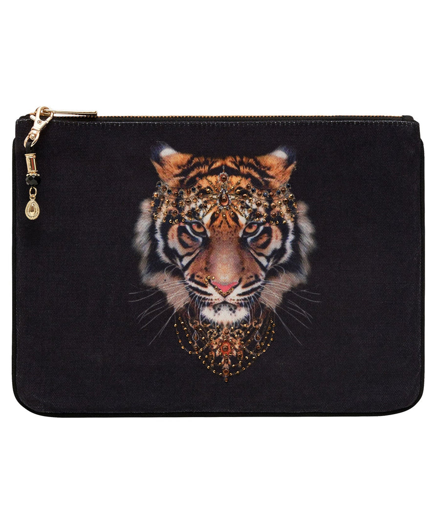 CAMILLA  Small Tiger Canvas Clutch 19656