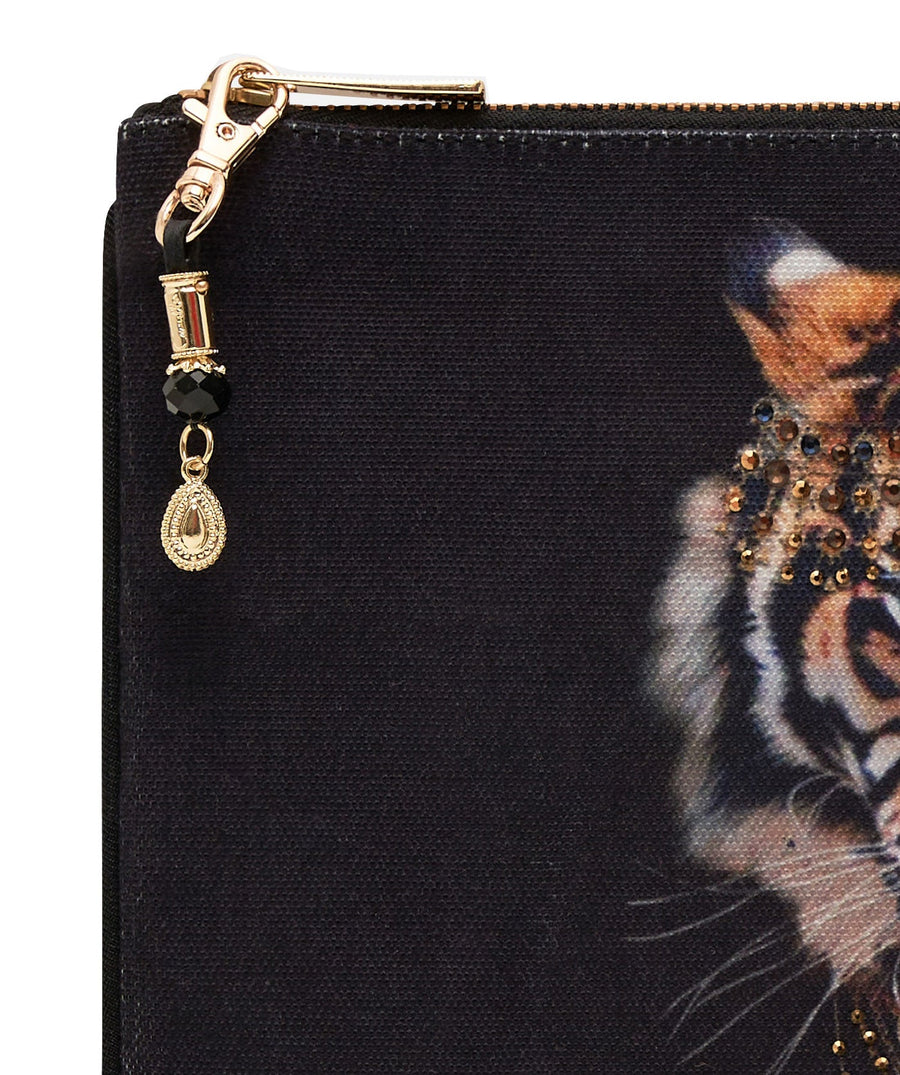 CAMILLA  Small Tiger Canvas Clutch 19656