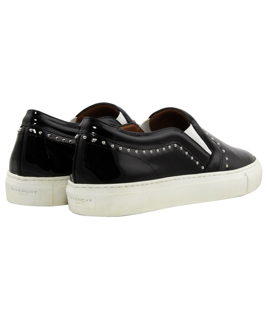 GIVENCHY  Patent Studded Logo Slip on SKATE Sneakers BE08201044