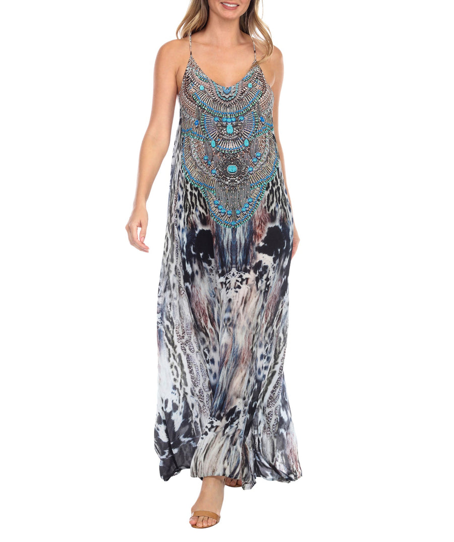 LA MODA  Clouded Leopard Racerback Maxi Dress 22008 TB