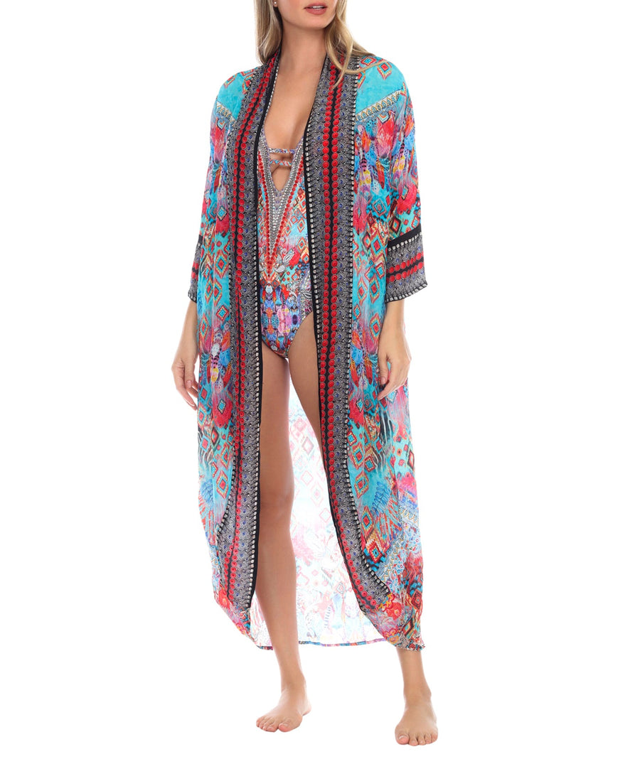 LA MODA  Ikat Blossom Kimono Cover Up 22013 LC