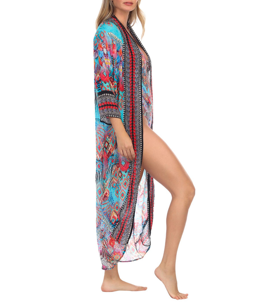 LA MODA  Ikat Blossom Kimono Cover Up 22013 LC