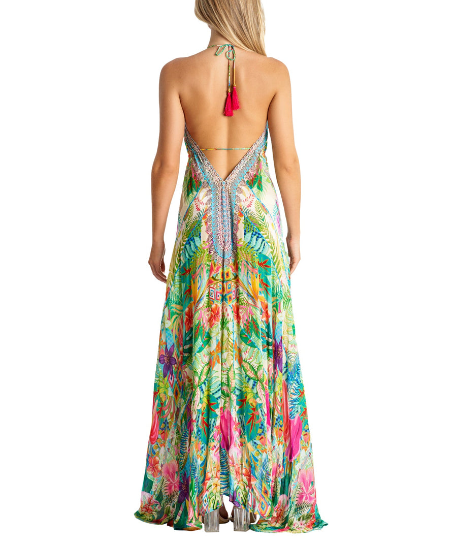 LA MODA Tropics Maxi Halter High Low Dress 24008 MXD