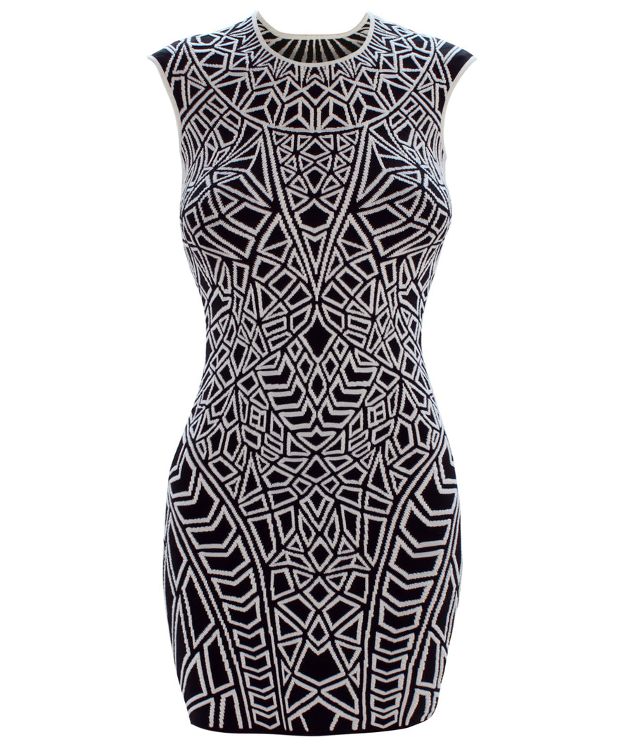 RVN  Geo Textured Jacquard Mini Dress 00KD-SIGNATURE
