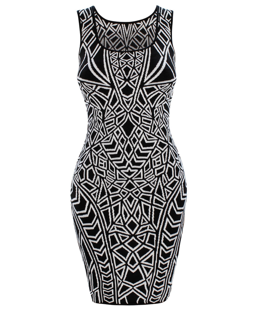 RVN  U-Neck Geo Jacquard Signature Dress 13FWKD11