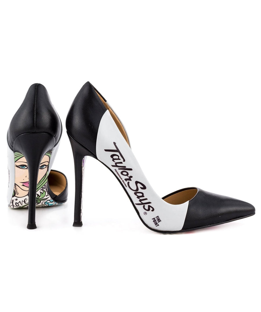 TAYLOR SAYS  Doodlez Pointy Leather Stilettos 100TLRDOODLEZ