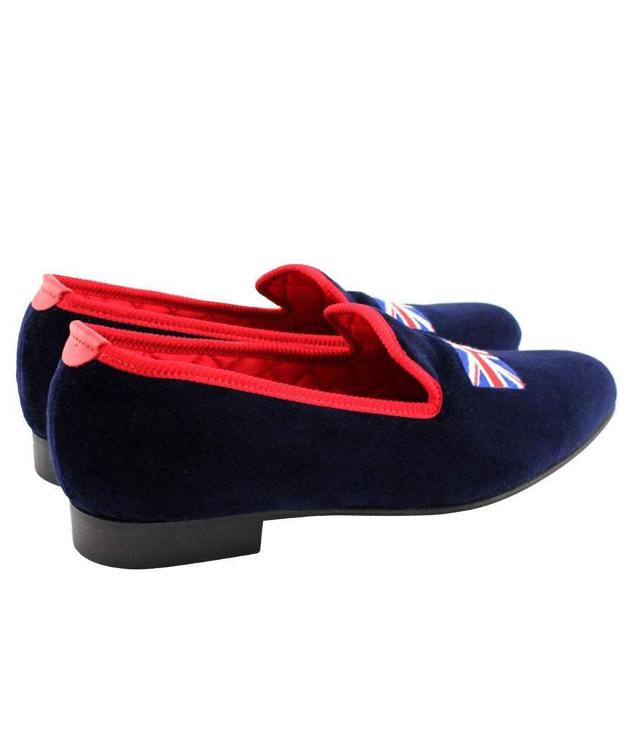 MATTHEW COOKSON  Union Jack Velvet Slippers 120MTWUNIONJACK