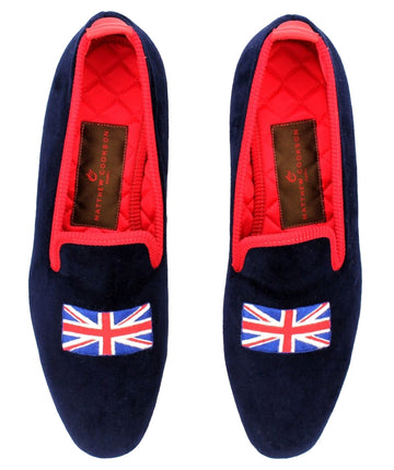 MATTHEW COOKSON  Union Jack Velvet Slippers 120MTWUNIONJACK